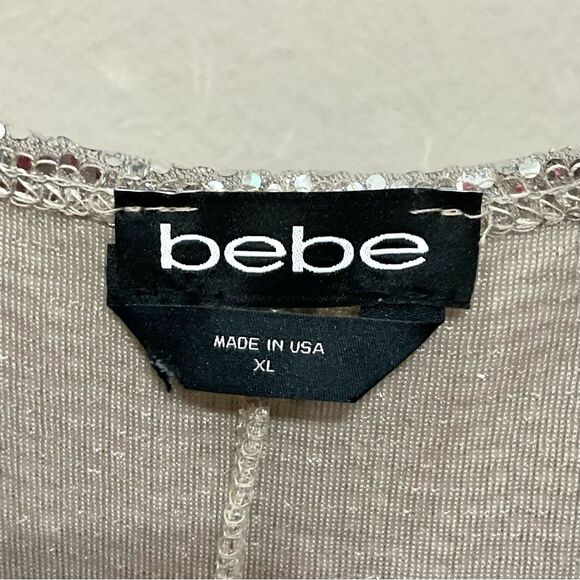 bebe Silver Sequin Slip Dress Sz XL NWT Cowl Neck Party Evening Sexy Mini - Picture 6 of 9